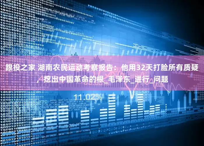 跟投之家 湖南农民运动考察报告：他用32天打脸所有质疑，挖出中国革命的根_毛泽东_进行_问题