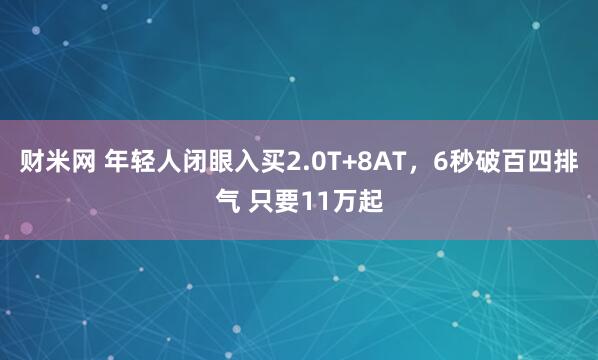 财米网 年轻人闭眼入买2.0T+8AT，6秒破百四排气 只要11万起
